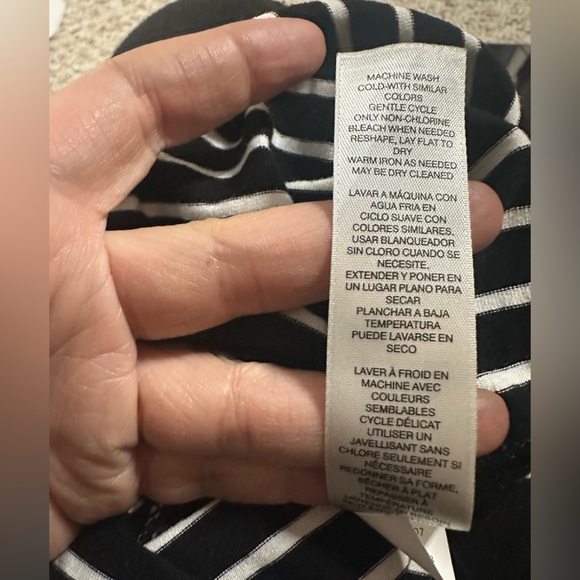 Chico’s Black & White Stripe 3/4 Sleeve V-Neck MIDI Dress Size 3 - Picture 6 of 11